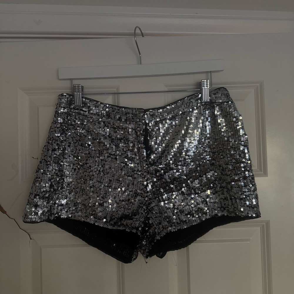 Silver Sequin Women's Mini Shorts